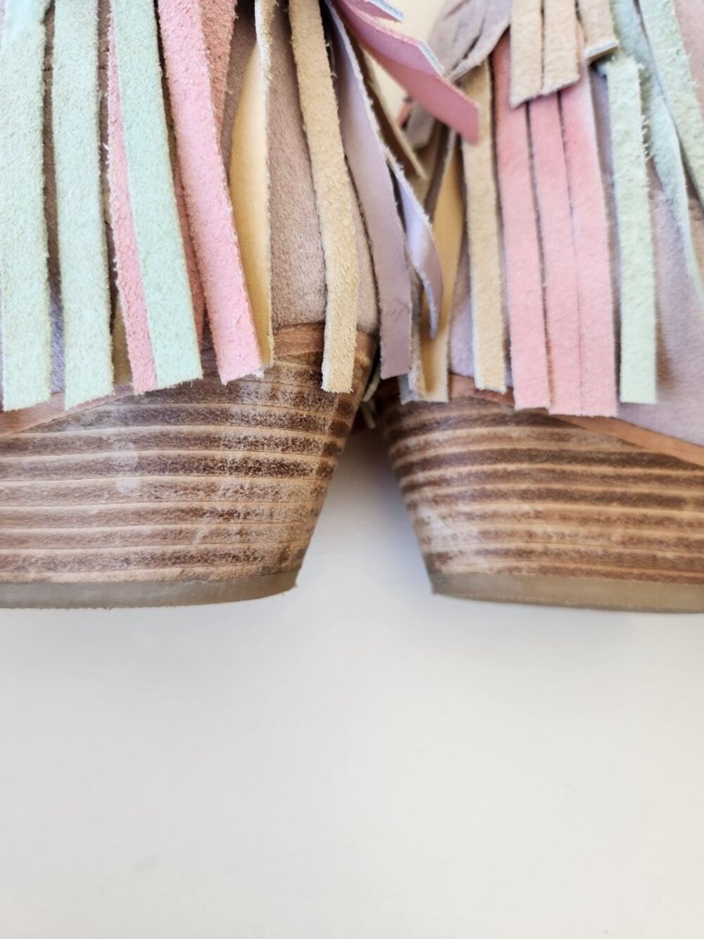 Free People Lawless Pastel Suede Fringe Western Boots Cowgirl Festival Boho Cute - Picture 6 of 13